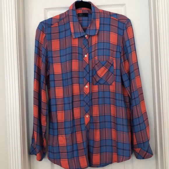 Gap Drapey Plaid Boyfriend Flannel Shirt - Picture 2 of 4